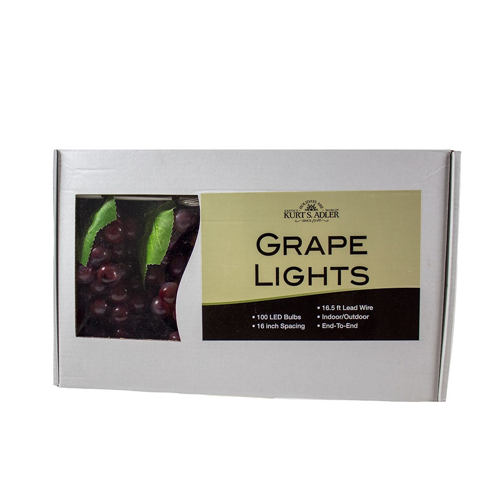 Kurt Adler 100-Light Burgundy LED Grape Light Set with 5 Grape Bunches